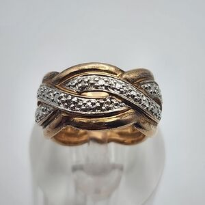 Ross Simons 10 Karat Gold Plated Sterling Silver & Diamond Ring (5.5)